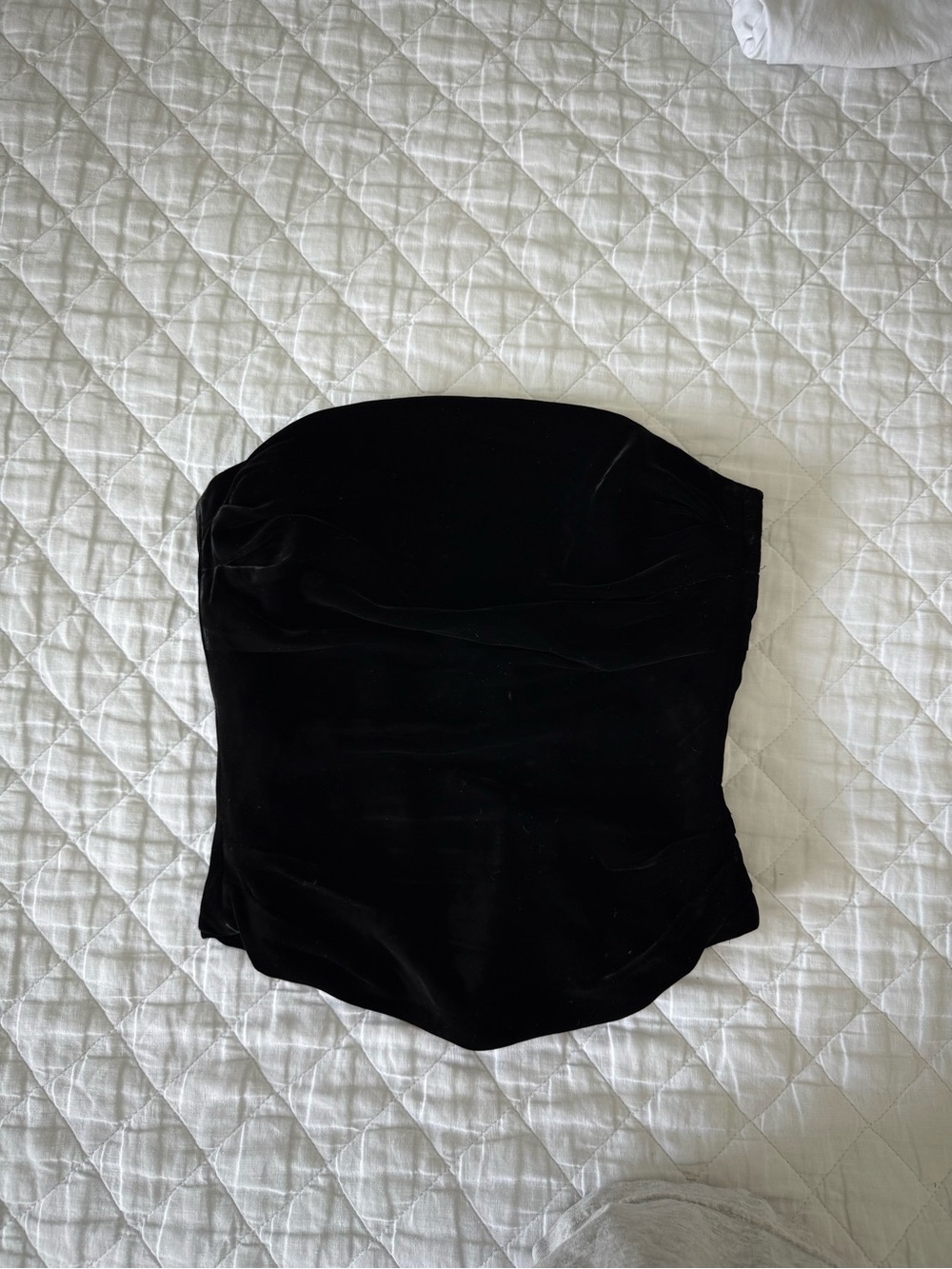 Thierry Mugler Black Strapless Velvet Bustier Top